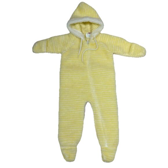 Vintage 80s Cuddle Time USA Made Fleece Zip Up Warm Bodysuit 3-12M Acrylic Blend - Picture 1 of 9